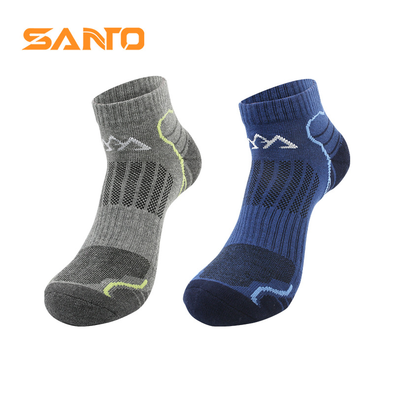 SANTO 2 Pairs Foot Half Thick Socks Absorbent Breathable Comfortable Running Quick-drying Socks Short Socks